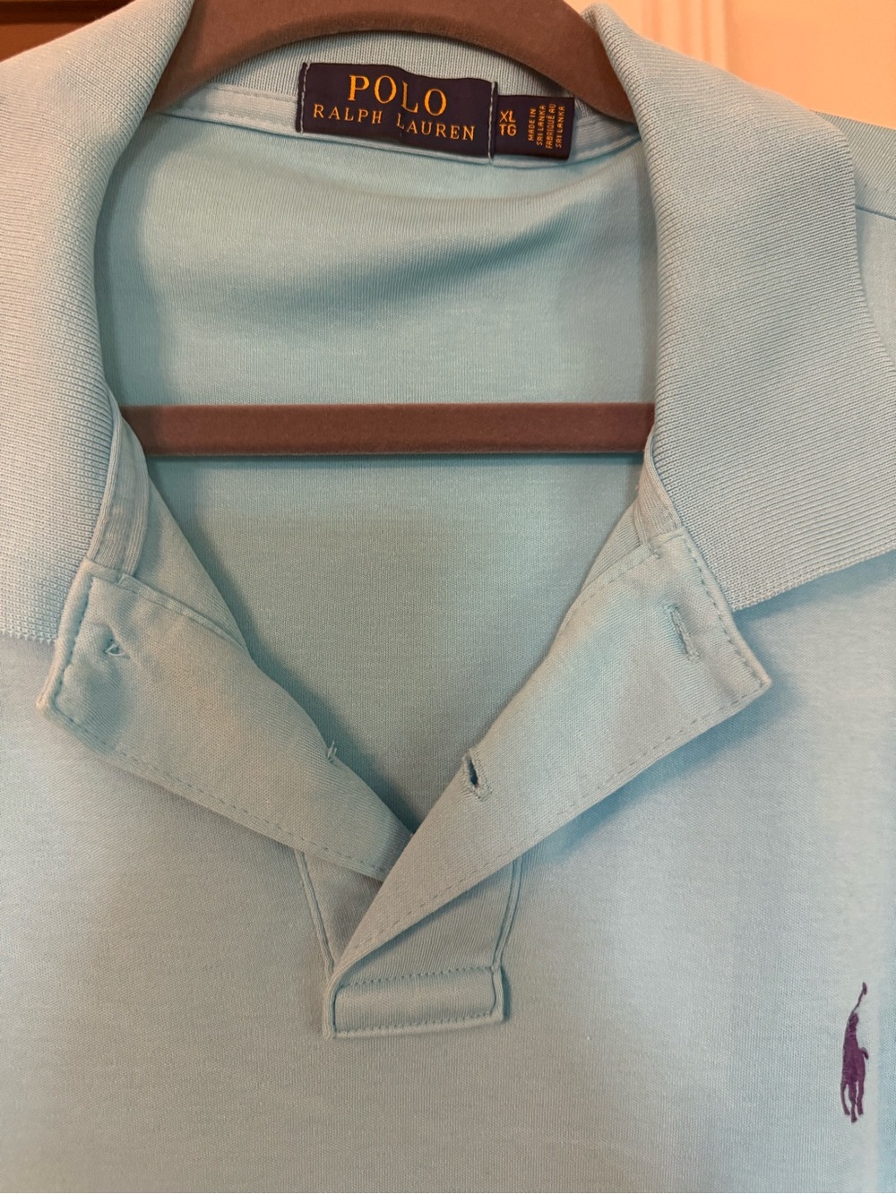 Polo by Ralph Lauren Light Blue Polo Shirt with Purple Pony